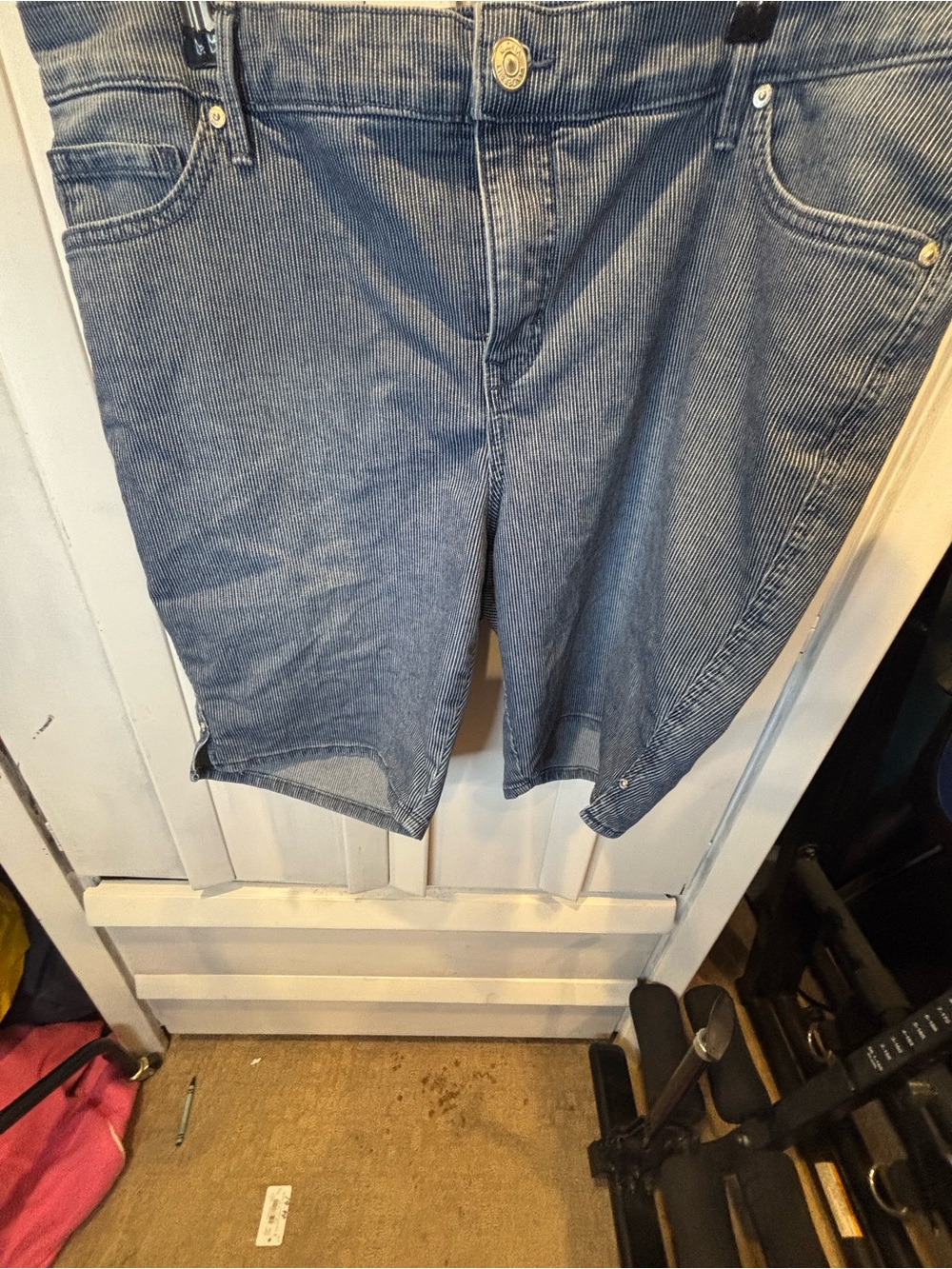 Gloria Vanderbilt Blue Pinstripe Jean Shorts